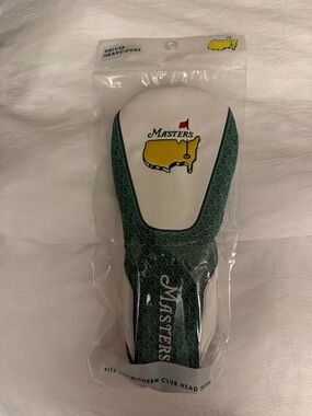 Masters White and Green Golf Driver Headcover with Yellow Logo Accent